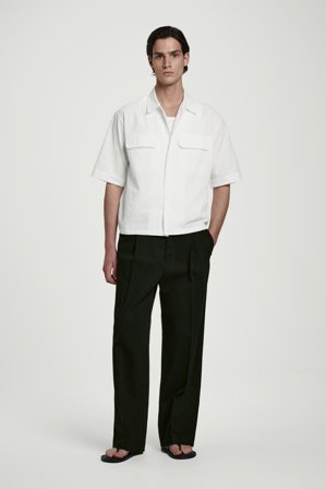 COS Men's Camisa Funcional Bolsillo Con Solapa Relaxed Fit in Blanco