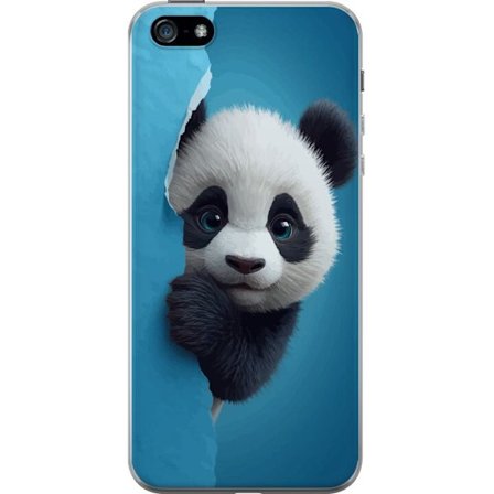 Kompatibelt Mobilskal till Apple Apple iPhone 5 Söt panda som tittar fram genom papper i mjuk 3D-illustration