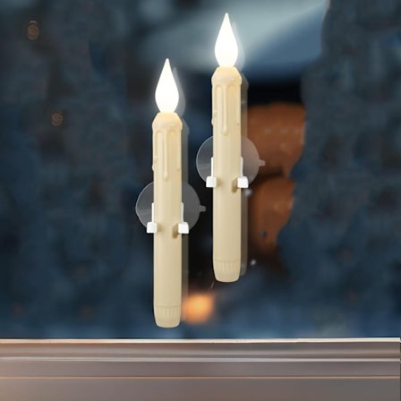 2 stk. vindusblinkende batterilys, supersterkt falskt lys med sugekopp, LED-lysestake for julehjemmedekorasjon, hvitt lys