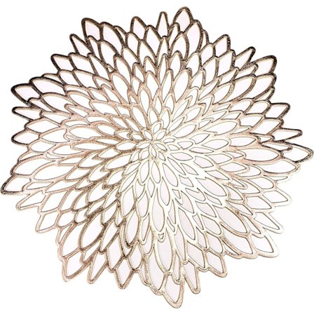 6 stk. Guld Metallic Runde Pladsemåtter Blad Spisebord Dekoration