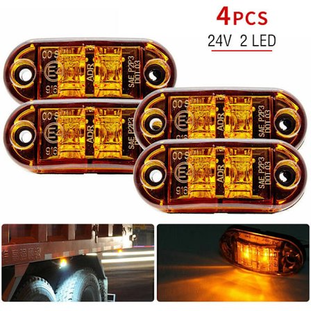4 stk Orange 12V/24V Side/Front/Bag Markerlys, Universal LED Blinklys, Positionslys til Lastbil/Trailer/Campingvogn/Lastbil/Bil/Både 72x34x20mm