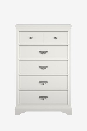 Dorel Home - Kommode med fem skuffer Bristol - Hvit - Kommoder - Fra Homeroom