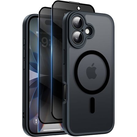 Magneettinen iPhone 17 -kotelo, [Kameran suojaus] [15 jalan sotilastason pudotussuoja] Läpikuultava matta takakuori, ohut iskunkestävä puhelinkotelo