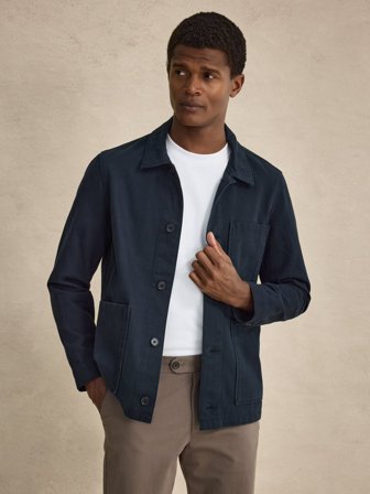 John Henric Men's Marineblaues Overshirt Size L