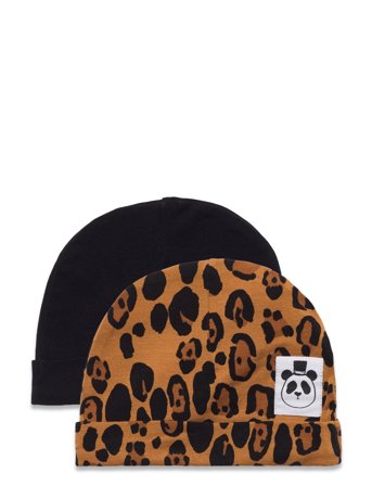 Mini Rodini Basic Leopard Baby Beanie 2-Pack - Multi/patterned - 40-42