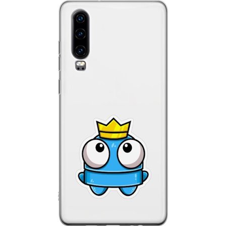Kompatibel Mobilcover til Huawei Huawei P30 Blå tegnet figur med krone og store øjne i legende kongelig stil
