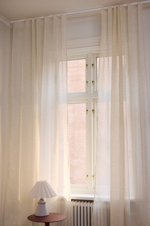 Jotex - Gardin Med Lintekstur 2-pakke Naturvit - LIZZIE - Kjøp Lingardiner hos Jotex