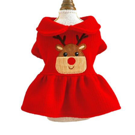 Hundjulklänning Jul Hållbar Mjuk Hund Söt Tryck Valp Kläder för Husdjur Andas dress xl