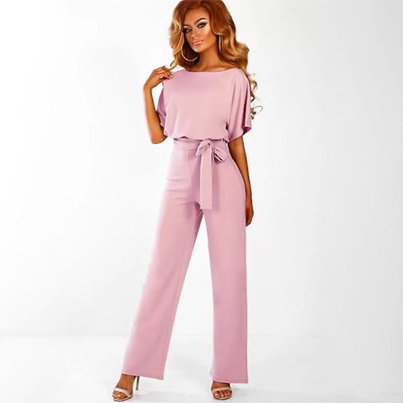 Dame Jumpsuit Casual Vida Ben Dame Kveld Fest Lang Playsuit Rosa