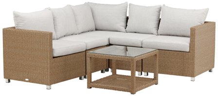 Venture Home Vamos 9612-007 Loungeset soffa, bord, natur/vitt, Utemöbler