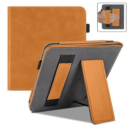 Stand Case til 7" Kobo Libra Colour (2024), Premium PU Læder Stand Cover med Håndrem og Auto