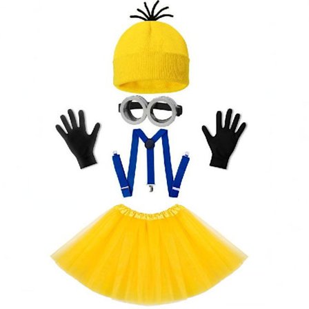 4-delt voksen Minion Halloween kostume tilbehørssæt blå