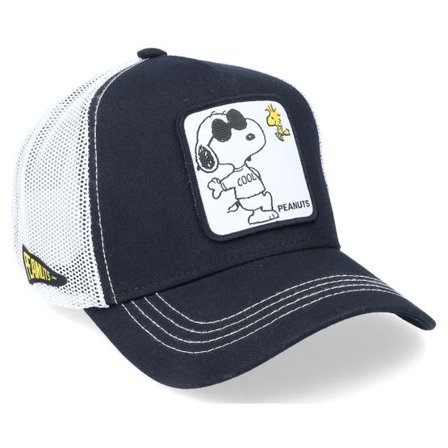 Capslab - Svart trucker Keps - Peanuts Snoopy & Woodstock Black/White Trucker @ Hatstore