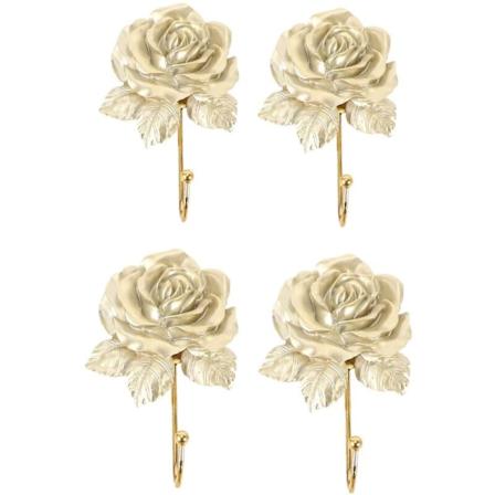 4 st väggmonterade vintage rosa klänningshatt klädhängare badrumshandduk, guld