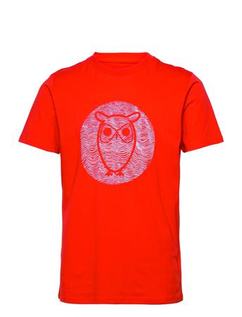 Alder Wave Owl Tee - Gots/Vegan Orange Knowledge Cotton Apparel