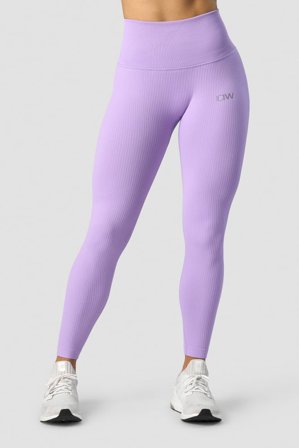 ICANIWILL - Ribbed Define Seamless Pocket Tights Lavender - Träningstights - Dam - Träningskläder från ICIW