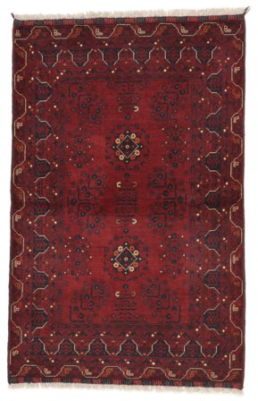 Tappeto Kunduz 100X152 Nero/Rosso Scuro (Lana, Afghanistan)