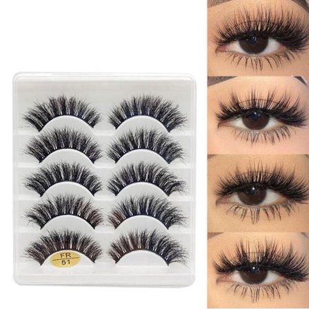 5 Par Pack lösögonfransar Fluffy Mink Fransar