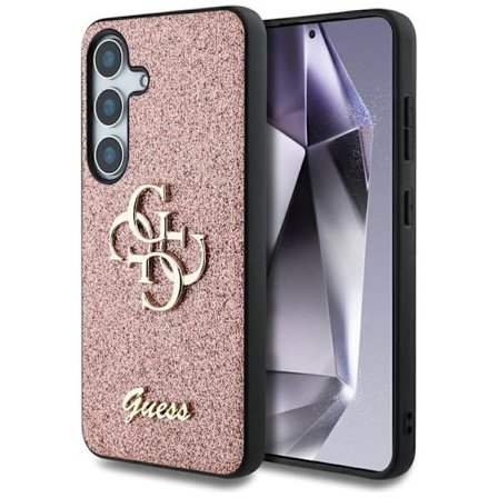 Guess Mobilskal till Galaxy S25 Fixed Glitter Big 4G Metal Logo - Rosa