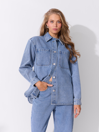 MATCH - Estelle denimskjorte - Donna - Str. 42 - Dame - Skjorter & Bluser - Blå - 100% Bomull