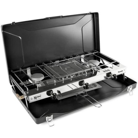 Gasblåser - KAMPA - Komfur - 2 brændere og 1 grill - Sort