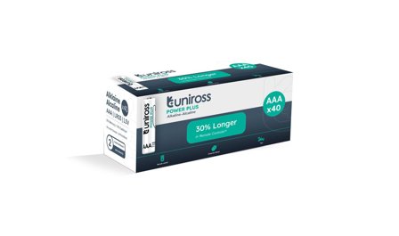 UNIROSS Batteri - Pakke med 40 stk AAA/LR03 Alkali, ne POWER PLUS