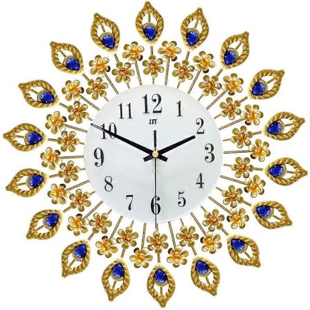Väggklocka, Påfågel Väggklocka Vintage Stor Tyst Väggklocka Icke-tickande Batteridriven Järnkonst Guld Dekorativ Klocka Modern Heminredning Klocka för