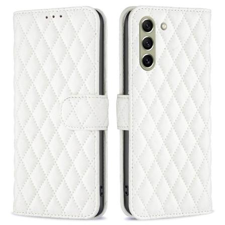 Rhombus mat Samsung Galaxy S21 FE flip etui - Hvid White