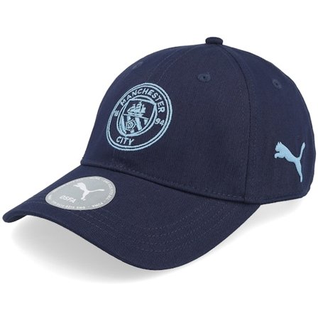 Puma - Football Blauw unconstructed Cap - Manchester City Essential Cap Navy/Light Blue Dad Cap @ Hatstore