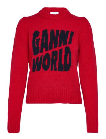 Graphic Puff Shoulder Pullover Villapaita Punainen Ganni