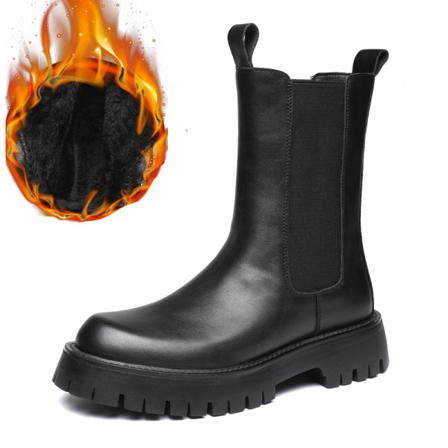 Herrplattform Chelsea Boot Vattentäta Elastiska Stövlar I Mitten Av Kalven