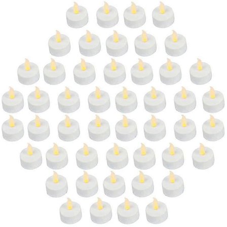 (Pakkaus 48 kpl) Realistiset ja kirkkaat paristokäyttöiset lepattavat liekittömät LED-tuikkukynttilät, paristot mukana - keltainen