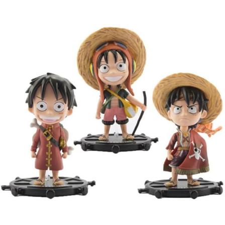 3. One Piece Luffy Figur halmhatt Mini Q-versio Docka Bil Tårta Dekoration Tecknad malli Leksak