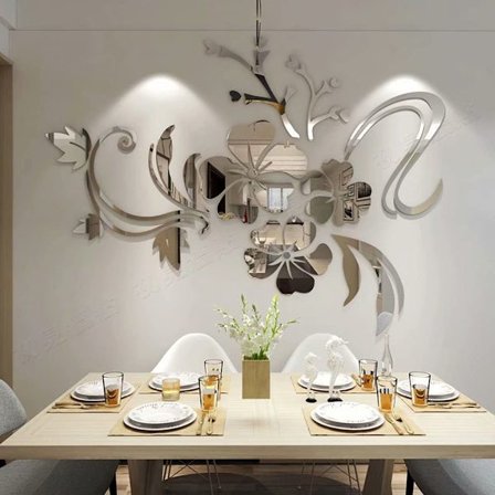 3D vægklistermærker blomster spejl vægklistermærker blomster klistermærke moderne kunst vægdekoration klistermærke til stue hall soveværelse hjem sofa