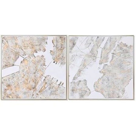 Tableau - HOME ESPRIT - Byhus - 102 x 102 cm - 2 enheder - Urban dekoration