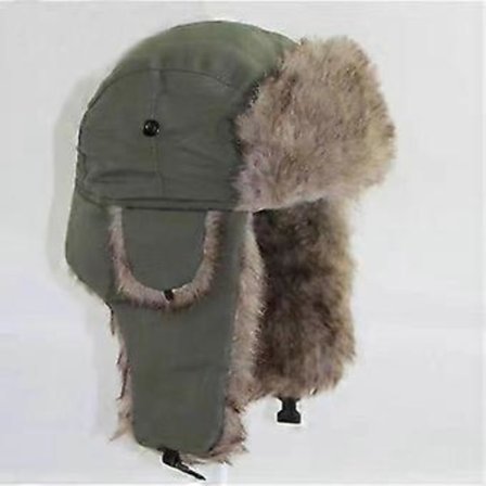 Taslan Ushanka Trapper Hat - Faux Pelsforet Russisk Stil Varm Vinterhue (army grøn)