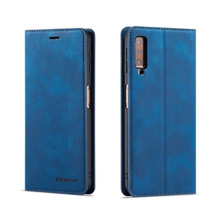 FORWENW Samsung Galaxy A7 (2018) læder flip etui - Blå