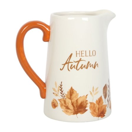 Something Different Hello Autumn Leaf Keramik Blomkruka En Storlek Orange/Vit