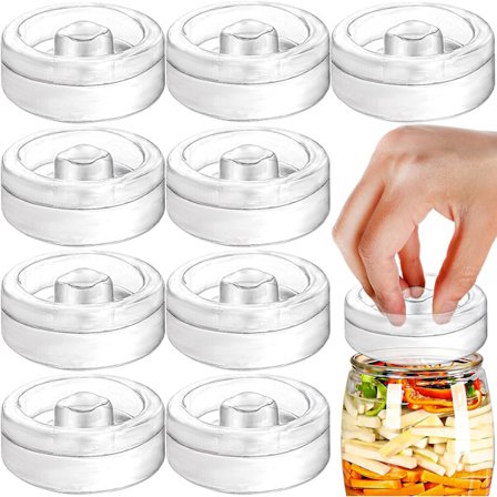 9-pak Fermenteringsvægte i Glas med Let Håndterligt Greb, 7 × 7 × 2,5 cm Fermenteringsvægte til Mason Jar med Bred Åbning