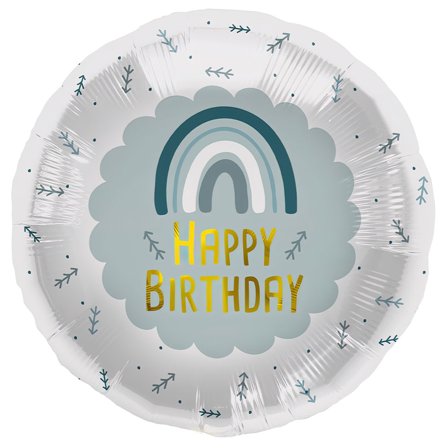 Folioilmapallo Happy Birthday Sateenkaari Vaaleansininen