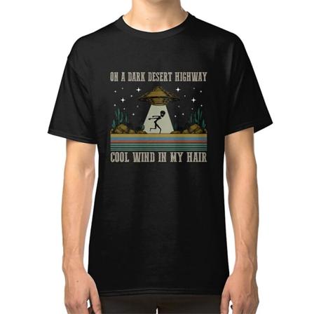 Alien på en mörk ökenmotorväg Cool vind i mitt hår Vintage T-shirt XXL