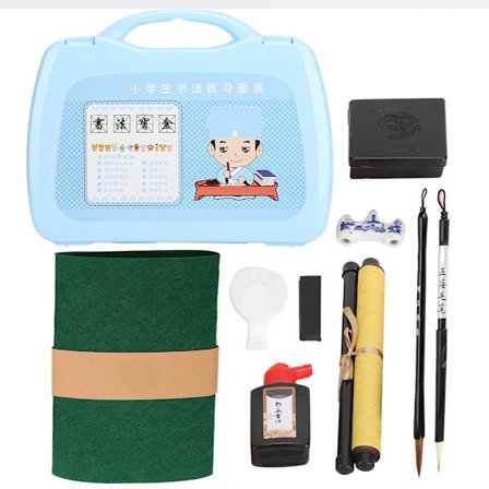 Studerende kalligrafi øvelse værktøjssæt skrive pensel blæk pind skrive klud (blå)