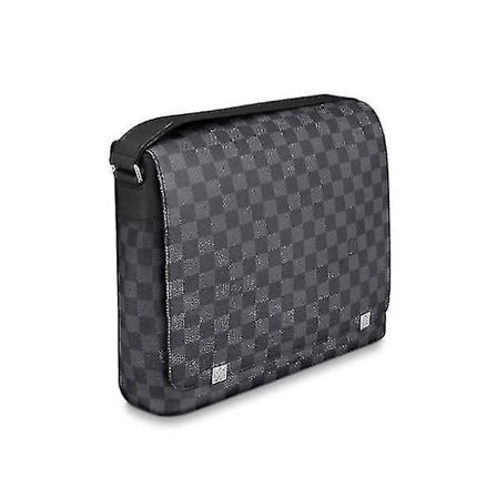 Axelremsväska i läder med rutmönster Unisex-yky