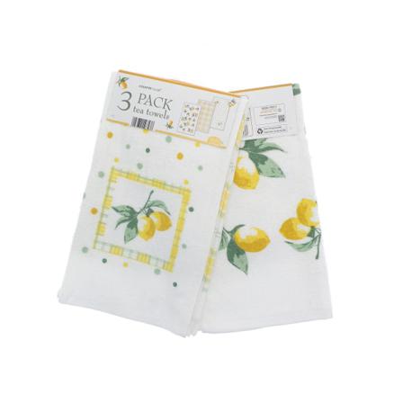 Home & Living Velour Lemon Kökshandduk (paket Med 3) One Size Vit