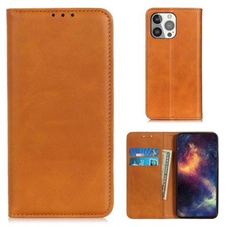 iPhone 13 Pro flip etui i ægte læder med pung – Brun Brown