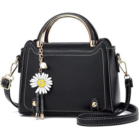 Liten crossbody-väska för kvinnor, handväskor med topphandtag, söta axelväskor i PU-läder, budväskor för flickor, damväskor, handväskor med blomhänge 