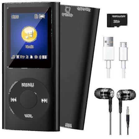 Mp3-spiller med Bluetooth 5.0, musikkspiller med 32 GB TF-kort, FM, øretelefon, bærbar Hifi-musikkavspilling