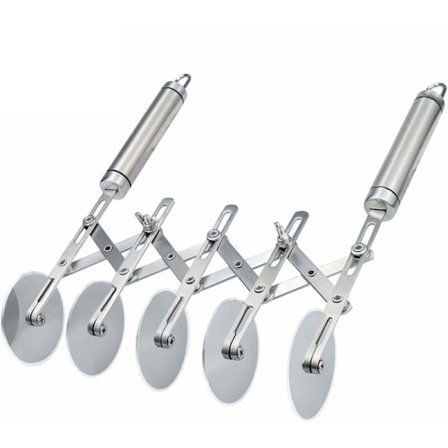 5-hjulig degskärare med handtag, justerbar pizzaskärare multi-rund degskärare rulle, rostfritt stål dubbelskärare rostfri expanderbar 5