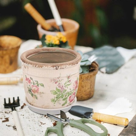 Meheväkasvien ruukku keraaminen istutusruukku retro ruusukuvioinen kukkaruukku puutarha pieni istutusruukku kasviruukku