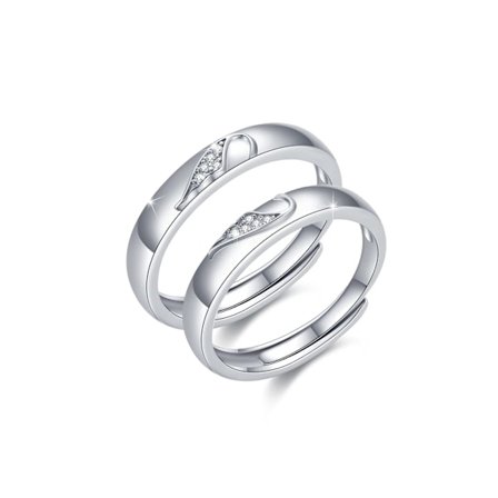 925 Sterling Silver Justerbar Ängelvingar Ring Set om 2 Alla Hjärtans Dag Presenter